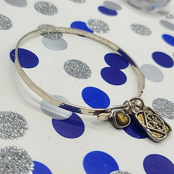 Brighton "Art & Soul Collection: Live Well, Laugh Often" Hammered Silver Bangle! - Picture 3 of 9